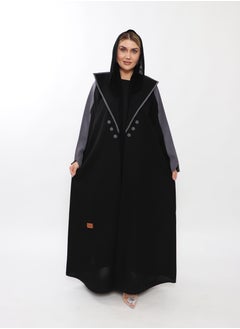 Buy An Elegant Black Abaya With A Colorful Linen Insert in Saudi Arabia