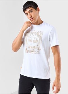 Buy Seasonal Print Front Stack Logo T-Shirt in UAE