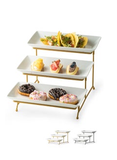 Buy 3 Tier Serving Tray, Gold Serving Rack with Cutlery for Introductory Training Dessert Table Display Set of Cascading Serving Racks, Serving Tray with Stands 12 Inch Banquet Serving Tray in UAE