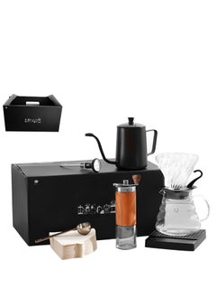 Buy V60 Coffee Drip Kit Drip Set,8pcs Specialty Professional Coffee Maker Tools Barista Drip Coffee Kit Gooseneck Kettle Coffee Grinder Coffee Scale Coffee Filter Thermometer for Home Gathering in Saudi Arabia