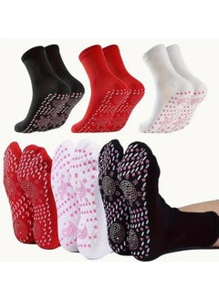 Buy 3 Pair Winter Socks Thermal Self-Heating Sock Winter Foot Massage Socks For Women - Comfortable, Warm, And Massaging (White+Red+Black) in Saudi Arabia