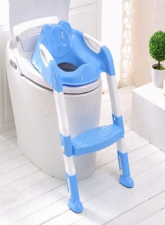 Buy Kids Toilet Seat Baby Multifunctional Utility Folding Toilet Seat Ring And Ladder Blue in UAE