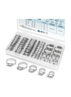 Buy Hose Clamp Set, 304 Stainless Steel Worm Gear Hose Clamps for Pipe, Intercooler, Plumbing, Tube and Fuel Line in UAE