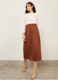 اشتري Wool Like Midi Skirt with Front Button في السعودية