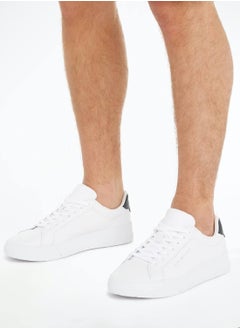 Buy Men's Pebble Grain Leather Court Trainers -  Leather upper, White in UAE