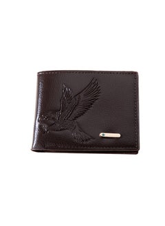 Buy Men's Wallet PU Short Wallet Retro Coin Purse Card Holder Dark Brown in Saudi Arabia