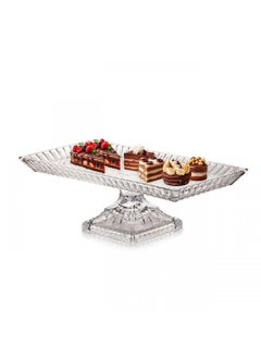 Buy A Glass Serving Dish With A Base For Sweets, Fruits And Nuts, Multi-Use, Size 34X17 Cm Clear Rectangle Shape in Saudi Arabia