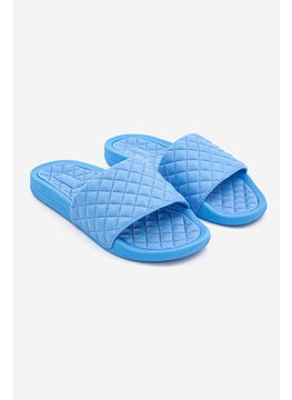 Buy Women Quilted Slip On Lusso Slide Slipper, Coastal Blue in Saudi Arabia