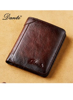 Buy Men's Leather RFID Anti-theft Vertical Wallet (Retro Brown) in Saudi Arabia