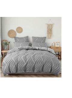 Buy Comforter set Pattern Tufted Soft & Breathable Microfiber king size 6pcs, Embroidered Textured Bedding Set in UAE