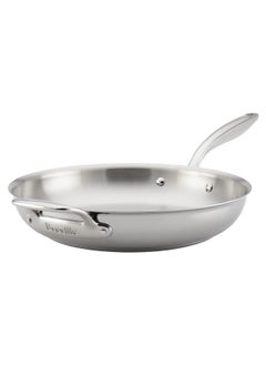 اشتري Thermal Pro Stainless Steel Frying Pan Fry Pan Skillet With Helper Handle 12.5 Inch Silver في الامارات