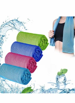 اشتري 4 Pack Quick Dry Cooling Towels Soft Breathable Microfiber for Sports Yoga Running Gym Outdoor Activities 30x80 cm في الامارات