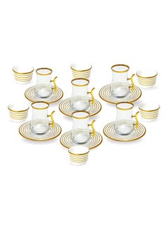 اشتري Tea Cawa Set with Saucer Elegant Turkish Estikana Cups for Tea Coffee Cup for Home Office Set of 18 pcs Made in Turkey - ETS8801 في الامارات