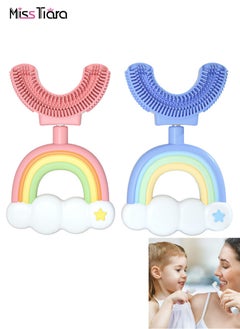 اشتري 2 Pcs U-Shaped Toothbrush for Kids, U Shape Portable Baby Silicone Toothbrush,Infant and Toddler Toothbrush with U-Shaped Brush Head,Extra Soft and Healthy Silicone Toothbrush (2－10 Age) في الامارات