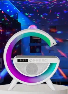 Buy Upgrated Portable Multifunctional Bluetooth Speaker LED Projector Night Lights,FM Radio,Table Lamps,Fast Wireless Charger,RGB LED Desk Lamp,Alarm Clock,Colour Changing Party Music Light,Bedside Lamp,M in UAE