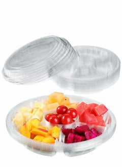 اشتري Appetizer Serving Trays with Lids, 10Pcs Party Veggie Fruit Snack Trays, Disposable Compartment Platters Vegetable Salad Food Containers, Clear في السعودية