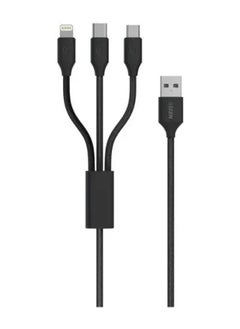 Buy 3 in 1 Fast Charging Braided Cable Series 2 1.2M (Type-C Input) - Black in UAE