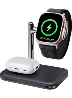 Buy 2 in 1 Charger Stand for Apple Watch and AirPods, Foldable Watch Charging Dock Compatible with Apple Watch Series Ultra/9/8/7/6/Se/5/4/3  (Black) in Egypt