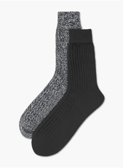 اشتري Textured Crew Length Socks - Set of 2 في السعودية