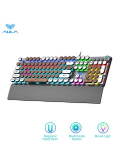 Buy Mechanical Gaming Keyboard NKRO with Wrist Rest RGB Backlit Volume/Lighting Control Knob Fully Programmable 108-Keys Anti-Ghosting Wired Computer Keyboards for Office/Games, Red Switch in UAE