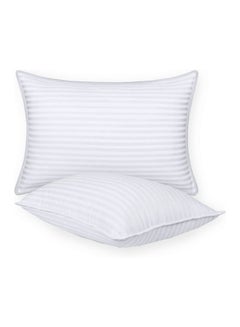 Buy COMFY SET OF 2 WHITE COTTON STRIPE HOTEL QUALITY PILLOW in UAE