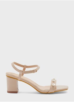 Buy Ankle Strap Sandal With Pearl Detail in Saudi Arabia