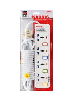 اشتري Power Strips 914 Heavy Duty Extension Cord with 4 way Outlets with individual switch, Charging Socket with 5 meter Heat resistant  Extension Cord (White) في الامارات