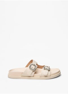 Buy Women's Buckle Detail Slip-On Flat Sandals in Saudi Arabia