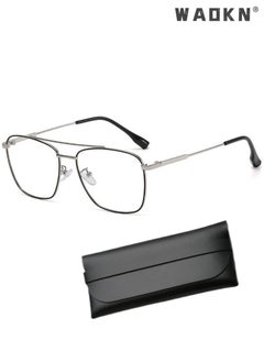 Buy Blue Light Blocking Glasses Blue Light Filter Computer Reading Gaming TV Phones Oversized Eyeglasses Fashion Anti Eyestrain Headache Eyewear Eyeglasses Anti Glare for Women Men Black Silver in Saudi Arabia