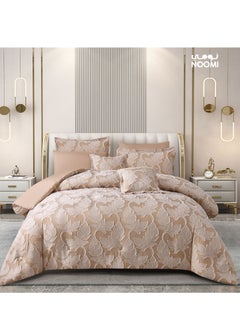 Buy 8-Piece Rosie Comforter Set Microfiber King Size 240x260 cm Beige in Saudi Arabia