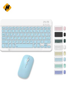 Buy Set of Rechargeable Bluetooth Keyboard and Mouse - Portable Wireless Mouse/Keyboard Set - Android/iOS/Windows - Smart Phone/Tablet/PC - iPhone iPad Pro Air Mini, iPad OS/iOS (BLUE) in Saudi Arabia