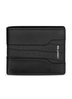 اشتري CERRUTI 1881 Men's Black Leather Wallet - Croco & Plain Design في الامارات