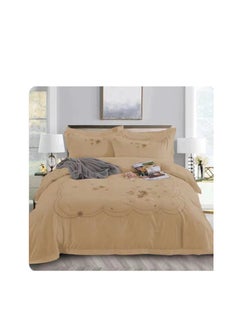 اشتري طقم لحاف Embrace King Comforter مكون من 6 قطع من القطن المصقول مقاس كينج، ملاءة سرير واحدة مثبتة 200 * 200 سم، لحاف واحد ثابت 220 * 240 سم، 4 قطع أغطية وسائد فائقة النعومة في الامارات