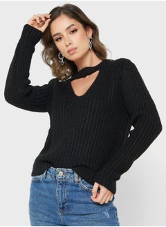 Buy Cut Out Detail Knitted Sweater in UAE