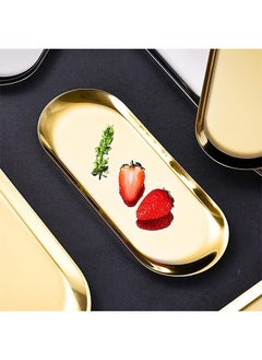 Buy Stainless Steel Oval Decorative Storage Metal Tray, Tea Plate Fruit Dish Cosmetics Jewelry Organizer Perfume Key Small Trays Gold in Saudi Arabia