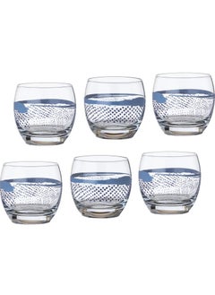 Buy Set of Turkish glass juice cups 6 pieces blue in Saudi Arabia