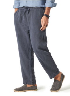 اشتري Pure Linen Blue Relaxed Fit Casual Pants في الامارات