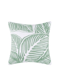 Buy Decorative Embroidered Cushion Cover Green/White 45x45Cm (Without Filler) in Saudi Arabia