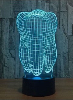 Buy 3D Illusion Multicolor Night Light Optical Human Teeth Touch Button USB Nightlight Unique Visualization Lighting Effects Art Sculpture Light in UAE