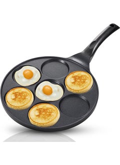 Buy 7-Slot Non-stick Pancake Maker With Bakelite Handles, Mini Pancake Maker with PFOA Free Coating, Skillet for Stove Frying Eggs and Crepes, Black in Saudi Arabia