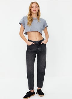 Buy Black More Sustainable High Waist Mom Jeans TWOSS24JE00040 in Egypt