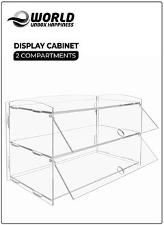 Buy 2-Tier Clear Acrylic Display Cabinet with Detachable Flip Lid Design Ideal for Showcasing Candy, Pastries, Cosmetics, Figurines, and Memorabilia, Perfect for Bakeries, Convenience Stores, Homes in UAE