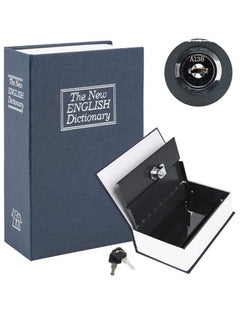 Buy Book Safe with Key Lock Home Dictionary Diversion Secret Book Metal Safe Lock Box, 18.5 x 11.5 x 5.5 cm - Navy Blue Small in UAE