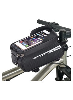 Buy Bike Front Frame Bag, Waterproof Bike Bag Bike Phone Holder Mountain Bicycle Handlebar Pouch Bike Accessories Cycling Storage Bag with TPU Touch-Screen Sun-Visor Rain Cover for Phones under 6.5” in UAE