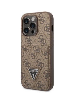 اشتري Guess PU Leather Case with Double Card Slot 4G Double Triangle Logo for iPhone 15Pro Max- Brown في الامارات