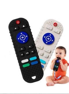 Buy 2-Piece Silicone Baby Teether Chew Toys, TV Remote Control Shape Teether Toys with Push Sensory Bubble in UAE
