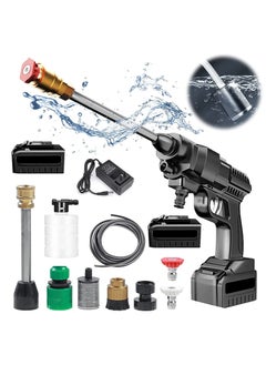 Buy Cordless Pressure Washer Car Washing Spray Gun 24V 4000mAh 200W Max 400PSI Battery-Powered Multi-Function High Pressure Water Gun with 6-in-1 Nozzle for Car & Cleaning Works Convenient and easy to use in Saudi Arabia