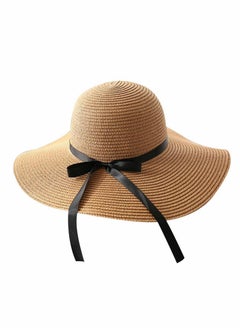 Buy Women Sun Hat Summer Panama Straw Fedora Beach for Wide Brim UV Protection Hats, Use Hiking Desert in UAE