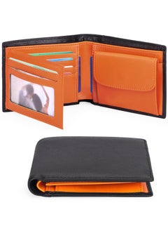 اشتري Europe Hot Men's Wallet Multi Card Id Window Coin Bag Anti-theft Brush Color-matching Cowhide Tri-fold Wallet في السعودية