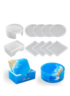 اشتري 10 Pieces Coaster Resin Molds Set, Silicone for Casting Epoxy Kit في الامارات